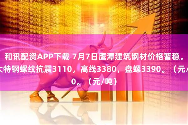 和讯配资APP下载 7月7日鹰潭建筑钢材价格暂稳。方大特钢螺纹抗震3110，高线3380，盘螺3390。（元/吨）